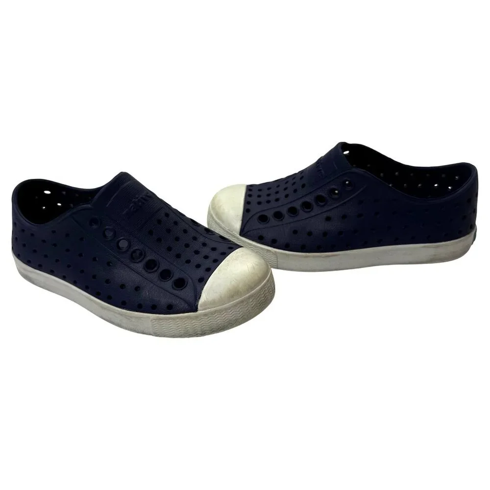 Native Jefferson Shoes Regatta Blue Shell‎ White Child 8